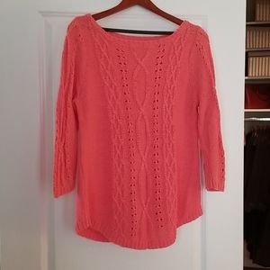 Cotton cable knit lightweight sweater